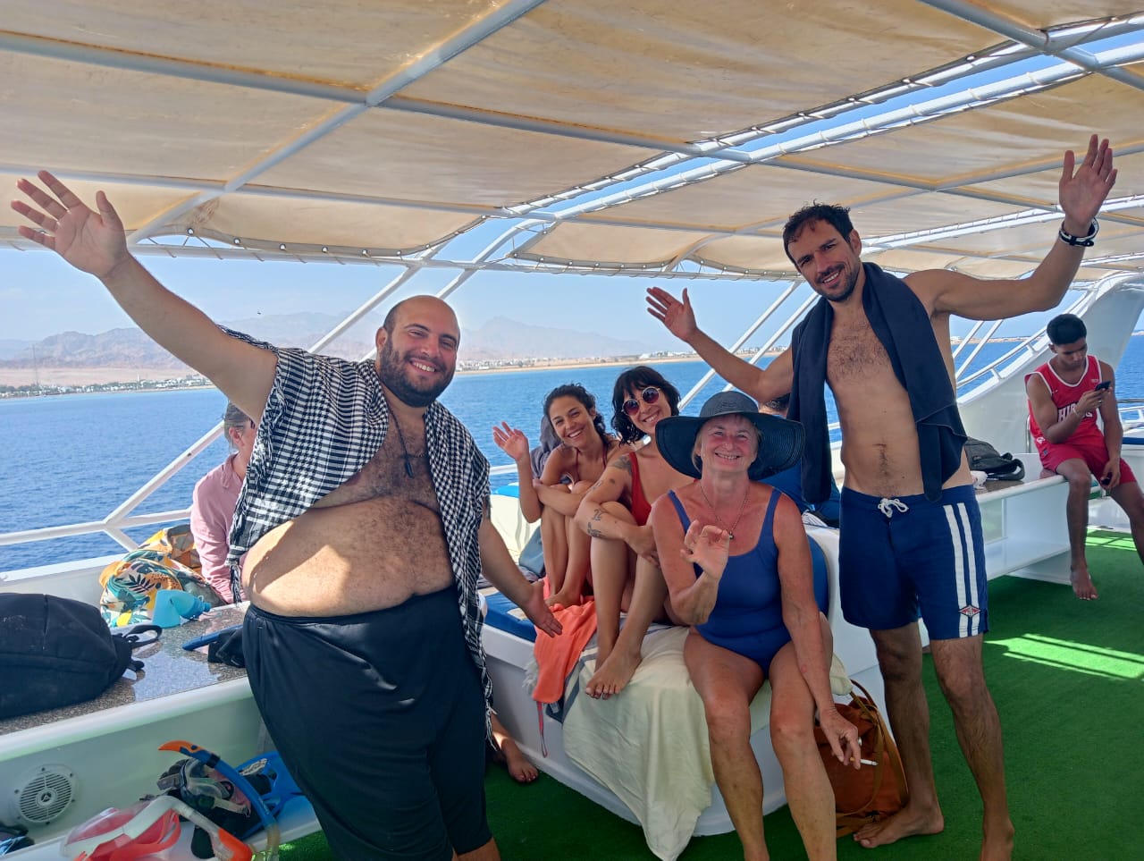 Students on a snorkelling boat trip in the Red Sea
